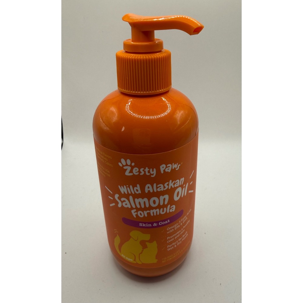 Zesty Paws Wild Alaskan Salmon Oil Formula Skin and Coat Supplement 8.5 oz NEW